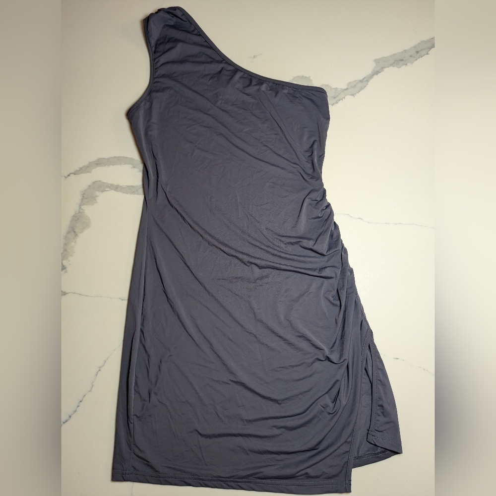 Princess Polly Women's Size 6 Slate One-Shoulder Stretch Dress